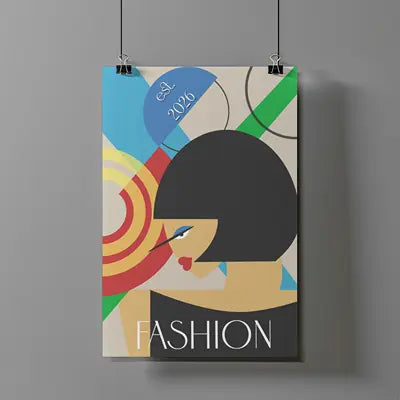 Bauhaus Fashion Portrait | Mid Century Geometric Wall Art (Digital Download) UniqueVonMarcel